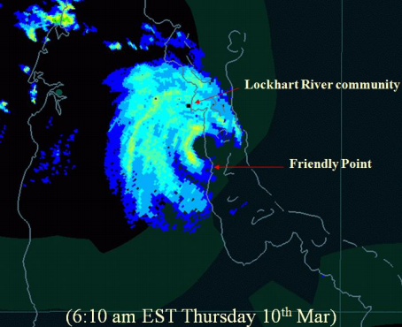 Radar image of severe tropical cyclone Ingrid at landfall.